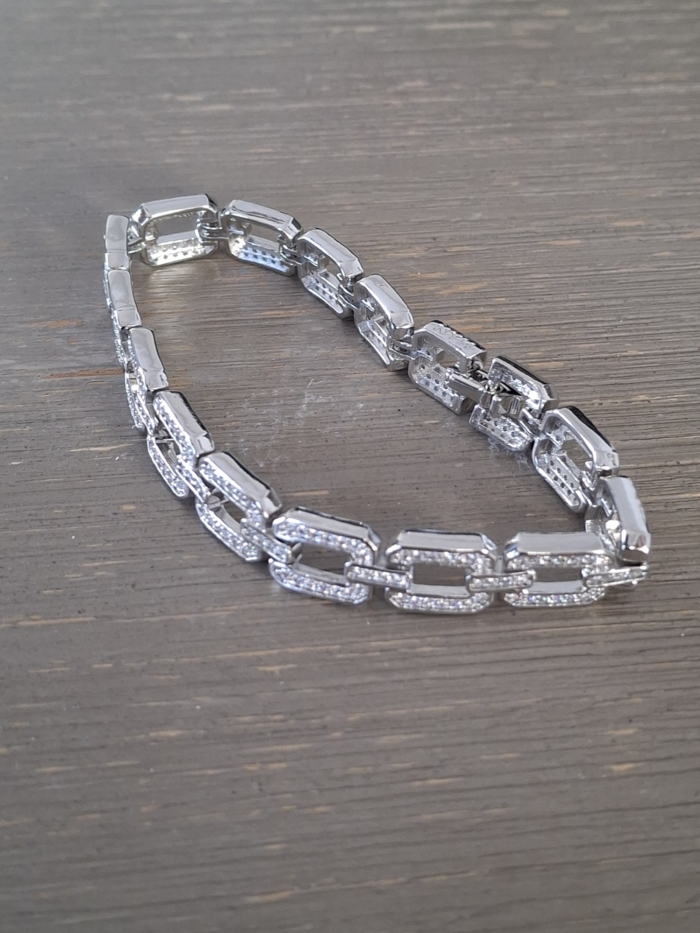 Silver-Tone Pave Link Bracelet - Women's Jewelry